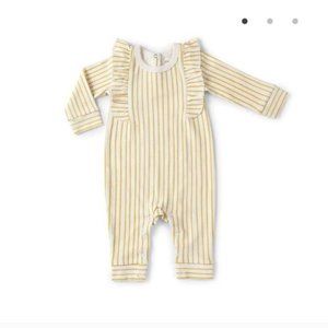 Pehr Baby Ruffle Romper - Stripes Away Marigold